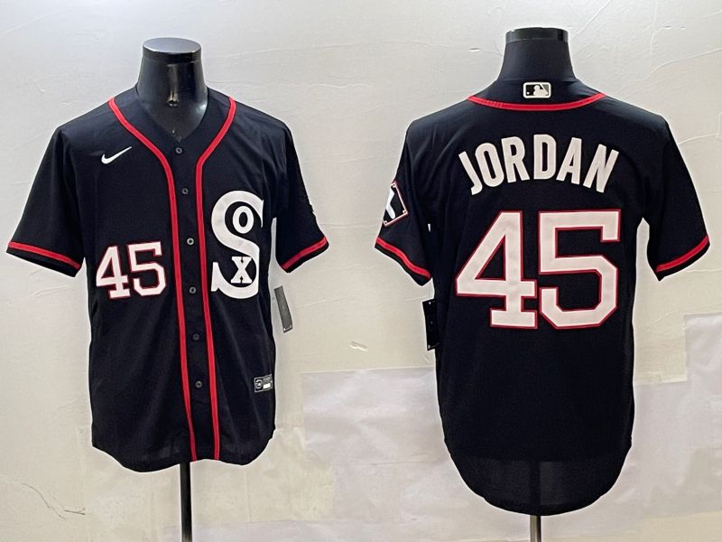 Men Chicago White Sox #45 Jordan Black Fashion Game 2025 Nike MLB Jersey style 313